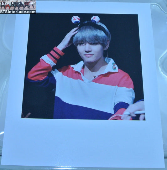 BTS POLAROID FANSITE V KIM TAEHYUNG 김태형 BLOND HAIR DNA RED WHITE BLUE SWEATER FANSIGN REVORN FANSITE