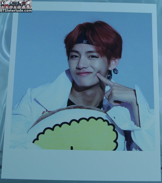 BTS POLAROID FANSITE V KIM TAEHYUNG 김태형 RED HAIR HEADBAND CHEEK POKE FANSIGN TAE TAE LAND FANSITE VANILLA SKY
