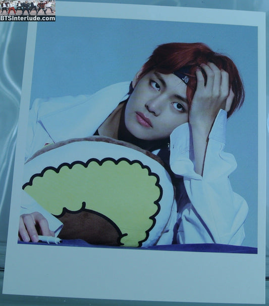 BTS POLAROID FANSITE V KIM TAEHYUNG 김태형 RED HAIR HEADBAND TIRED FANSIGN TAE TAE LAND FANSITE VANILLA SKY