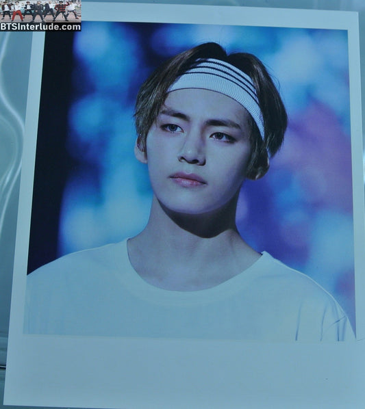BTS POLAROID FANSITE V KIM TAEHYUNG 김태형 CLOSEUP WHITE STRIPED HEADBAND TAE TAE LAND FANSITE VANILLA SKY