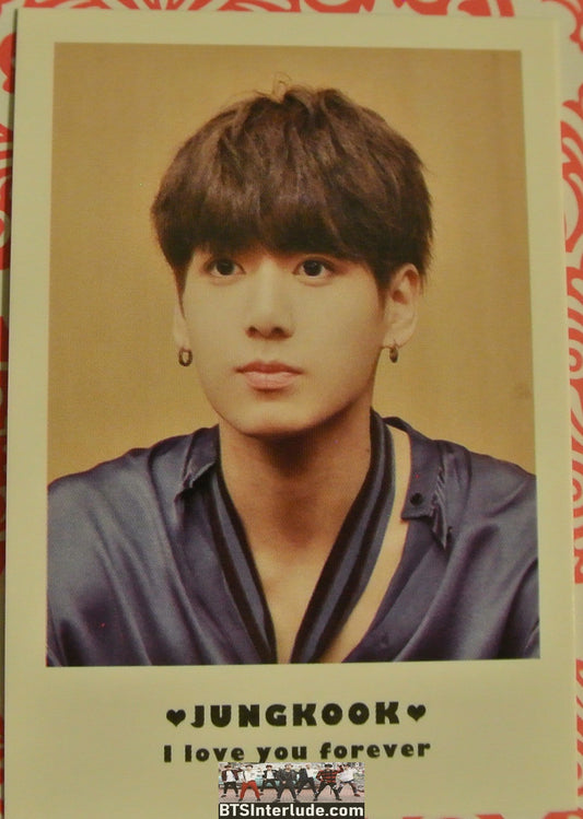 BTS POLAROID FANSITE JEON JUNGKOOK 전정국 BLUE SATIN SHIRT FANSIGN I LOVE YOU FOREVER FANSITE