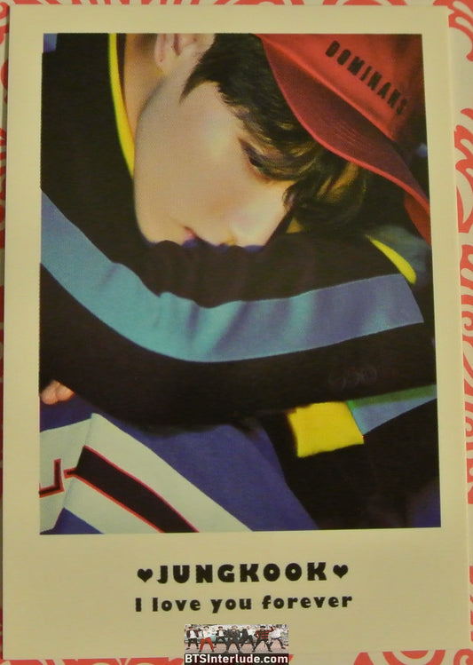 BTS POLAROID FANSITE JEON JUNGKOOK 전정국 BLUE YELLOW JACKET RED CAP FANSIGN I LOVE YOU FOREVER FANSITE