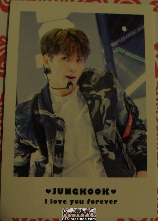 BTS POLAROID FANSITE JEON JUNGKOOK 전정국 BLACK WHITE PRINT JACKET I LOVE YOU FOREVER FANSITE