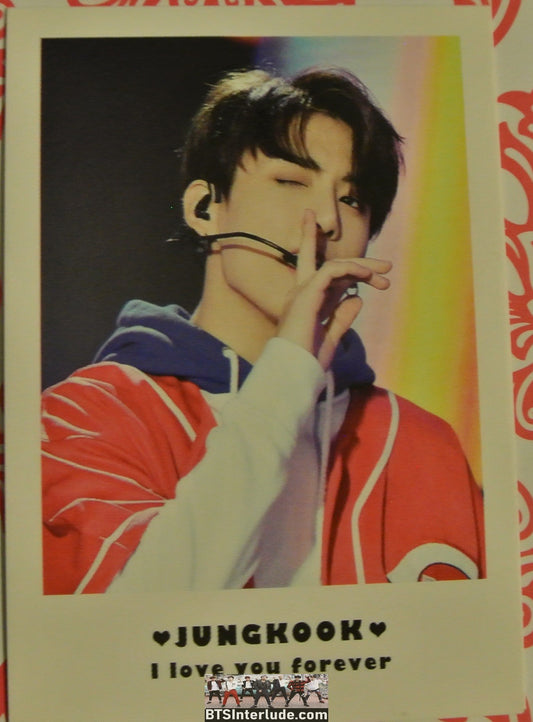 BTS POLAROID FANSITE JEON JUNGKOOK 전정국 RED WHITE BLUE JACKET SHHHH I LOVE YOU FOREVER FANSITE