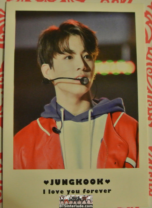 BTS POLAROID FANSITE JEON JUNGKOOK 전정국 RED WHITE BLUE JACKET I LOVE YOU FOREVER FANSITE