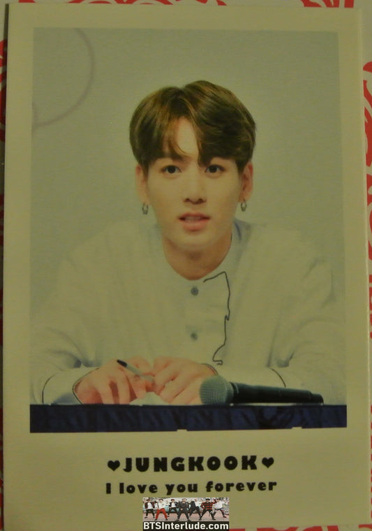 BTS POLAROID FANSITE JEON JUNGKOOK 전정국 WHITE SHIRT BLACK PIPING FANSIGN I LOVE YOU FOREVER FANSITE