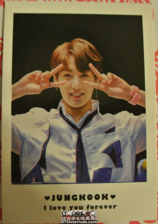 BTS POLAROID FANSITE JEON JUNGKOOK 전정국 WHITE SHIRT BLACK TIE DOUBLE V FANSIGN I LOVE YOU FOREVER FANSITE