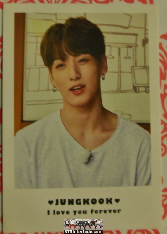 BTS POLAROID FANSITE JEON JUNGKOOK 전정국 WHITE T SHIRT I LOVE YOU FOREVER FANSITE