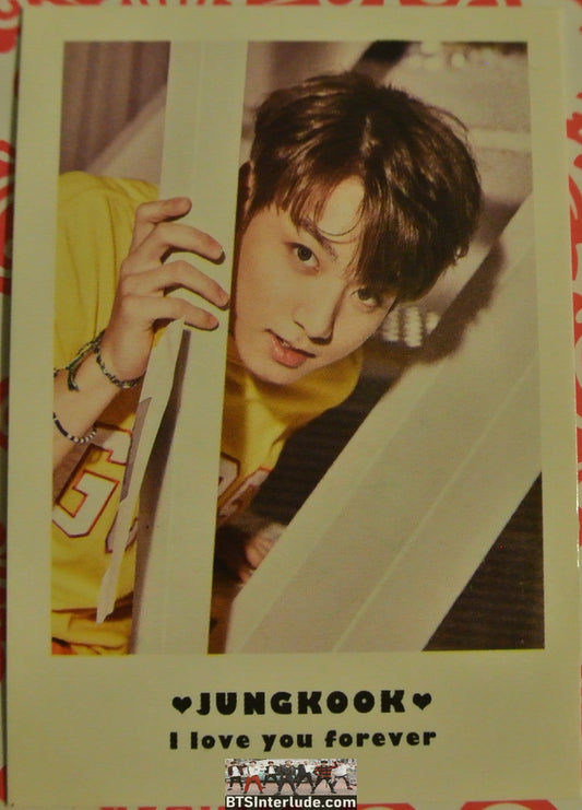 BTS POLAROID FANSITE JEON JUNGKOOK 전정국 YELLOW T SHIRT STAIRS I LOVE YOU FOREVER FANSITE