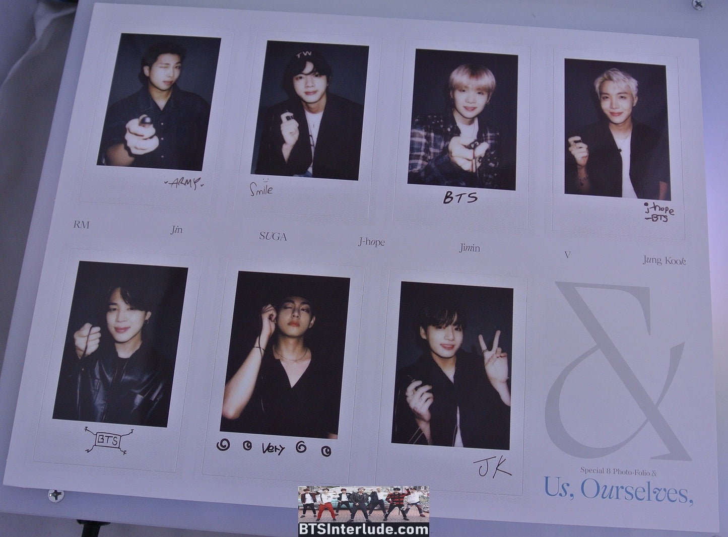 BTS POLAROID SHEET OFFICIAL GROUP US OURSELVES BTS PHOTOFOLIO 방탄소년단 JUNGKOOK V JIMIN RM J-HOPE SUGA JIN