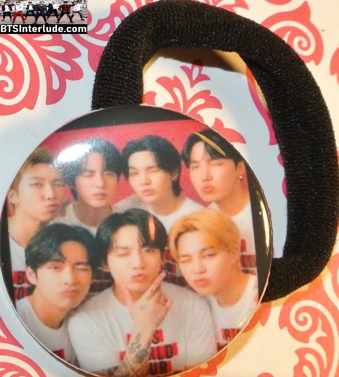 BTS PONYTAIL HOLDER BUTTON GROUP ARIRANG WHITE T SHIRTS 방탄소년단 JUNGKOOK V JIMIN RM J-HOPE SUGA JIN SEAMLESS HAIR TIE
