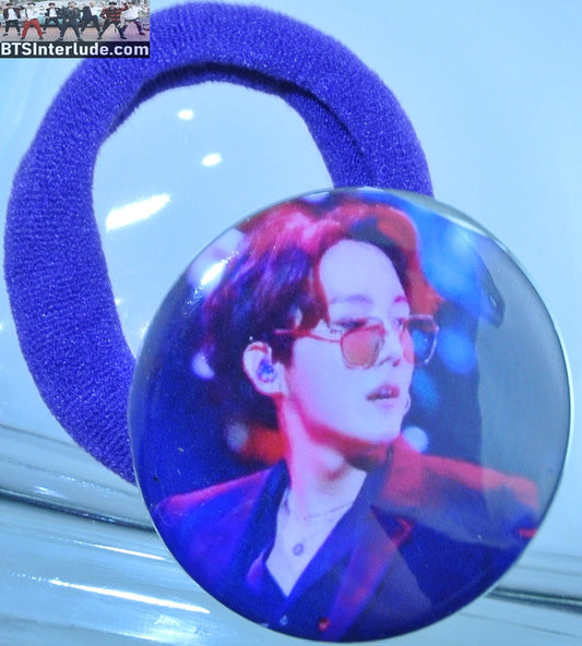 BTS PONYTAIL HOLDER BUTTON J-HOPE JUNG HOSEOK 정호석 PURPLE SUIT SUNGLASSES SEAMLESS HAIR TIE