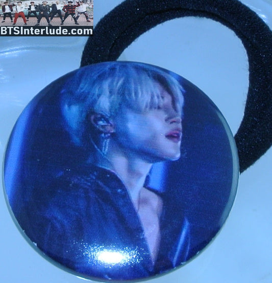 BTS PONYTAIL HOLDER BUTTON PARK JIMIN 박지민 BLACK SATIN PROFILE SEAMLESS HAIR TIE