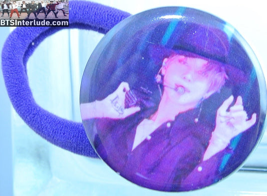 BTS PONYTAIL HOLDER BUTTON PARK JIMIN 박지민 FILTER BLACK HAT SEAMLESS HAIR TIE