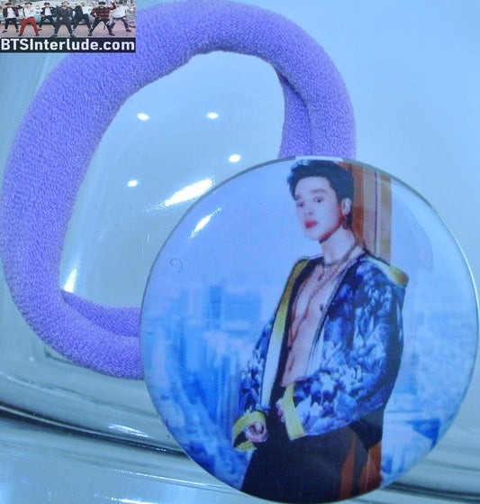 BTS PONYTAIL HOLDER BUTTON PARK JIMIN 박지민 SATIN JACKET OPEN SEAMLESS HAIR TIE