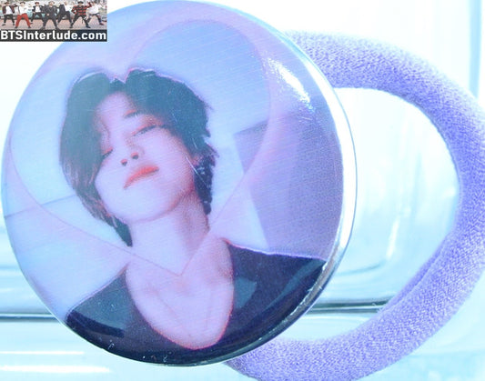 BTS PONYTAIL HOLDER BUTTON PARK JIMIN 박지민 V LIVE PINK HEART SEAMLESS HAIR TIE