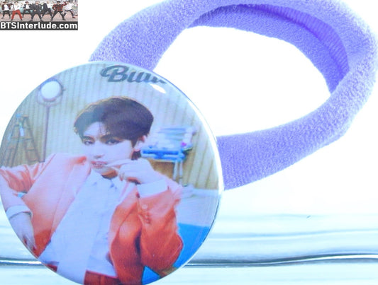 BTS PONYTAIL HOLDER BUTTON V KIM TAEHYUNG 김태형 BUTTER ORANGE SUIT SEAMLESS HAIR TIE
