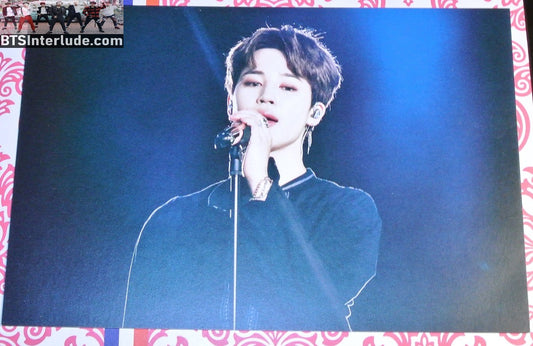 BTS POSTCARD FANSITE PARK JIMIN 박지민 BLACK SWEATSHIRT MIC 4" X 6" BROWN HAIR