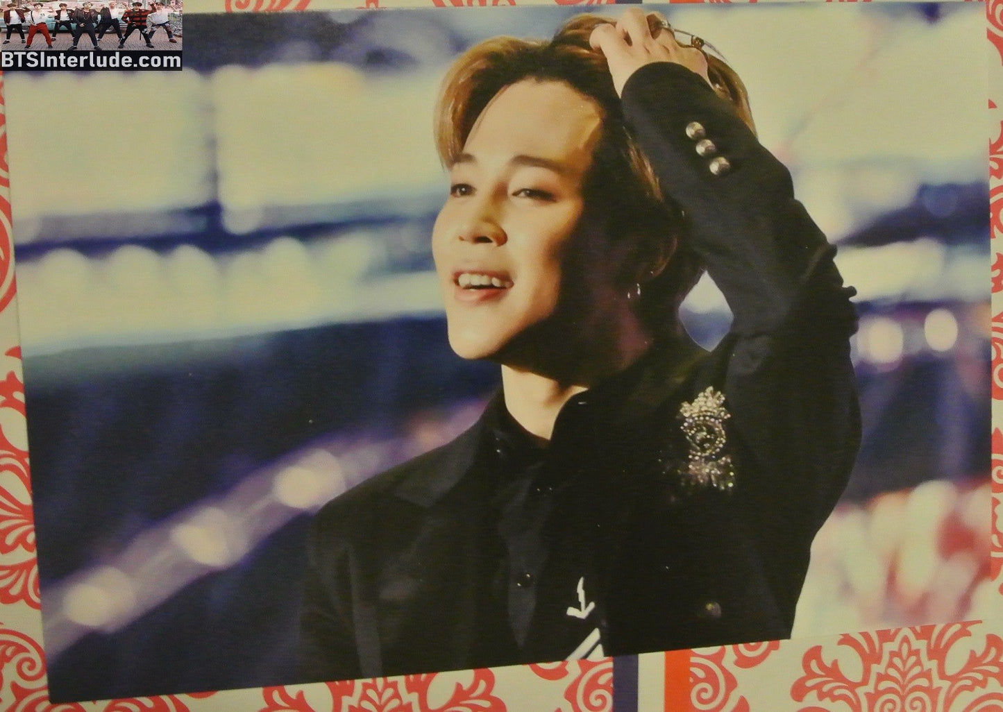 BTS POSTCARD FANSITE PARK JIMIN 박지민 BLACK JACKET HAIR SWEEP INVICTUS FANSITE FILTERS OF YOU