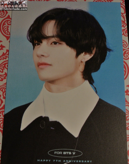 BTS POSTCARD FANSITE V KIM TAEHYUNG 김태형 BLACK JACKET WHITE SHIRT 3/4 PROFILE NUNA V FANSITE WE ARE ALWAYS TOGETHER