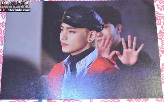BTS POSTCARD FANSITE V KIM TAEHYUNG 김태형 BLACK BERET RED JACKET