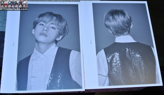 BTS POSTCARD OFFICIAL V KIM TAEHYUNG 김태형 BLACK WHITE WINGS TOUR FINAL SET OF 2 #2 & #8