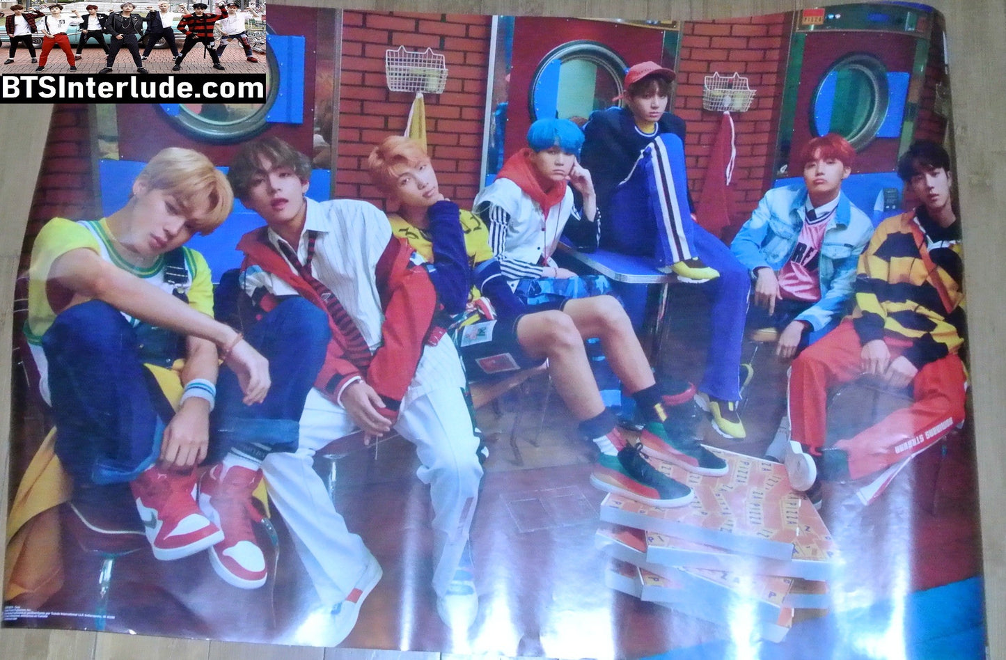 BTS POSTER FANSITE GROUP RED BRICK WALL 22.5" X 34.5" JUNGKOOK V JIMIN RM J-HOPE SUGA JIN