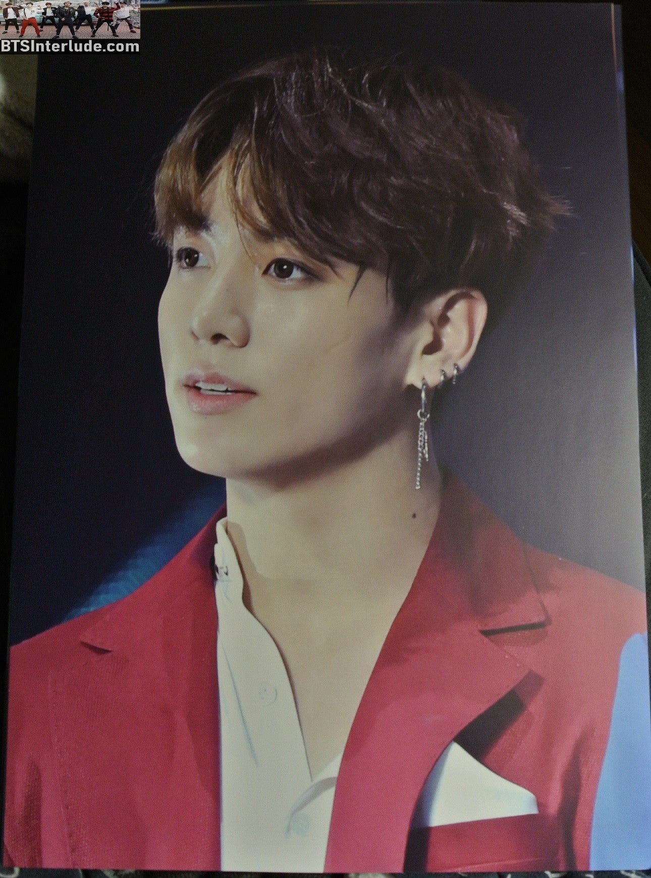 BTS POSTER MINI FANSITE JEON JUNGKOOK 전정국 RED JACKET THE KNOCK FANSITE GUT FEELING
