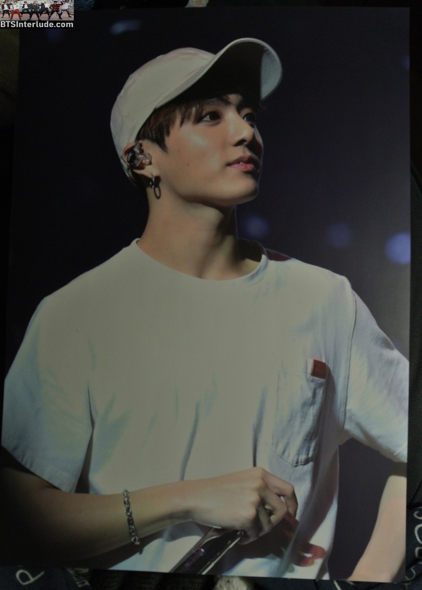 BTS POSTER MINI FANSITE JEON JUNGKOOK 전정국 WHITE JACKET CAP THE KNOCK FANSITE GUT FEELING