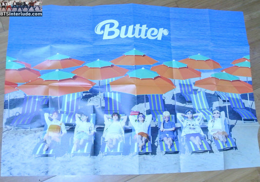 BTS POSTER FOLDED OFFICIAL GROUP BUTTER BEACH UMBRELLAS NEW JUNGKOOK V JIMIN RM J-HOPE SUGA JIN