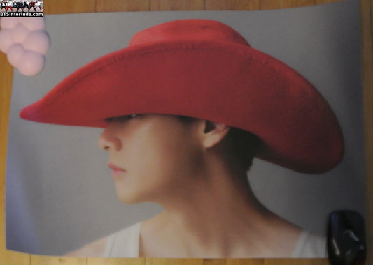 BTS POSTER OFFICIAL V KIM TAEHYUNG 김태형 TYPE RED COWBOY HAT PROFILE OFFICIAL MERCHANDISE