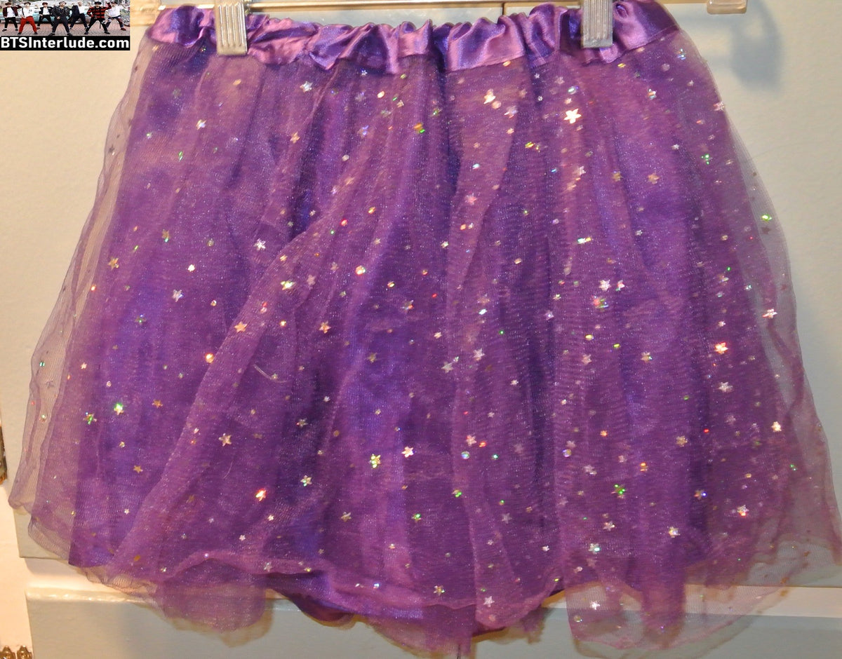 BTS TUTU SKIRT PURPLE SPARKLE LARGE XL 2XL ARIRANG CONCERTS WORN ONCE JUNGKOOK V JIMIN RM J-HOPE SUGA JIN