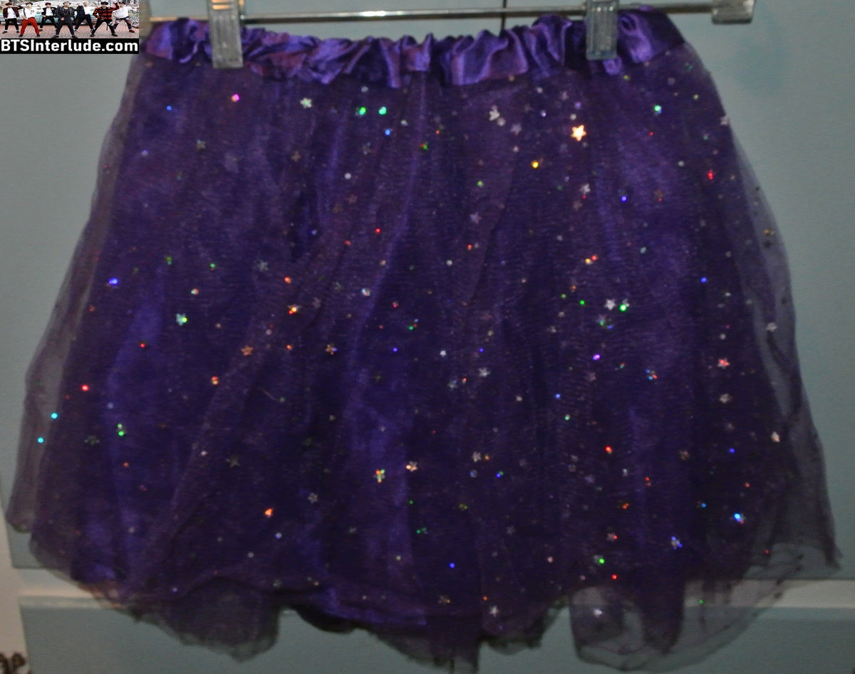 BTS TUTU SKIRT PURPLE SPARKLE LARGE XL 2XL ARIRANG CONCERTS WORN ONCE JUNGKOOK V JIMIN RM J-HOPE SUGA JIN