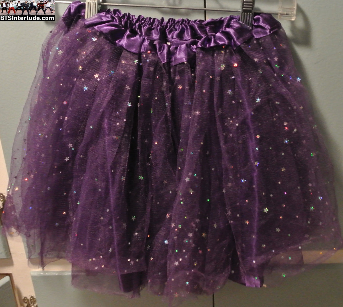 BTS TUTU SKIRT PURPLE SPARKLE LARGE XL 2XL ARIRANG CONCERTS WORN ONCE JUNGKOOK V JIMIN RM J-HOPE SUGA JIN