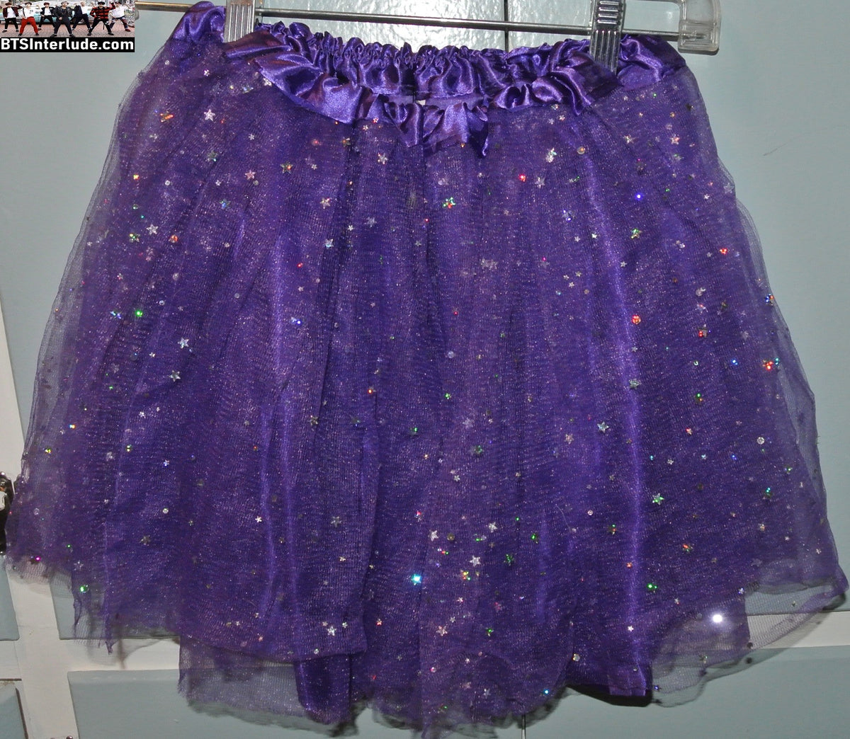 BTS TUTU SKIRT PURPLE SPARKLE LARGE XL 2XL ARIRANG CONCERTS WORN ONCE JUNGKOOK V JIMIN RM J-HOPE SUGA JIN