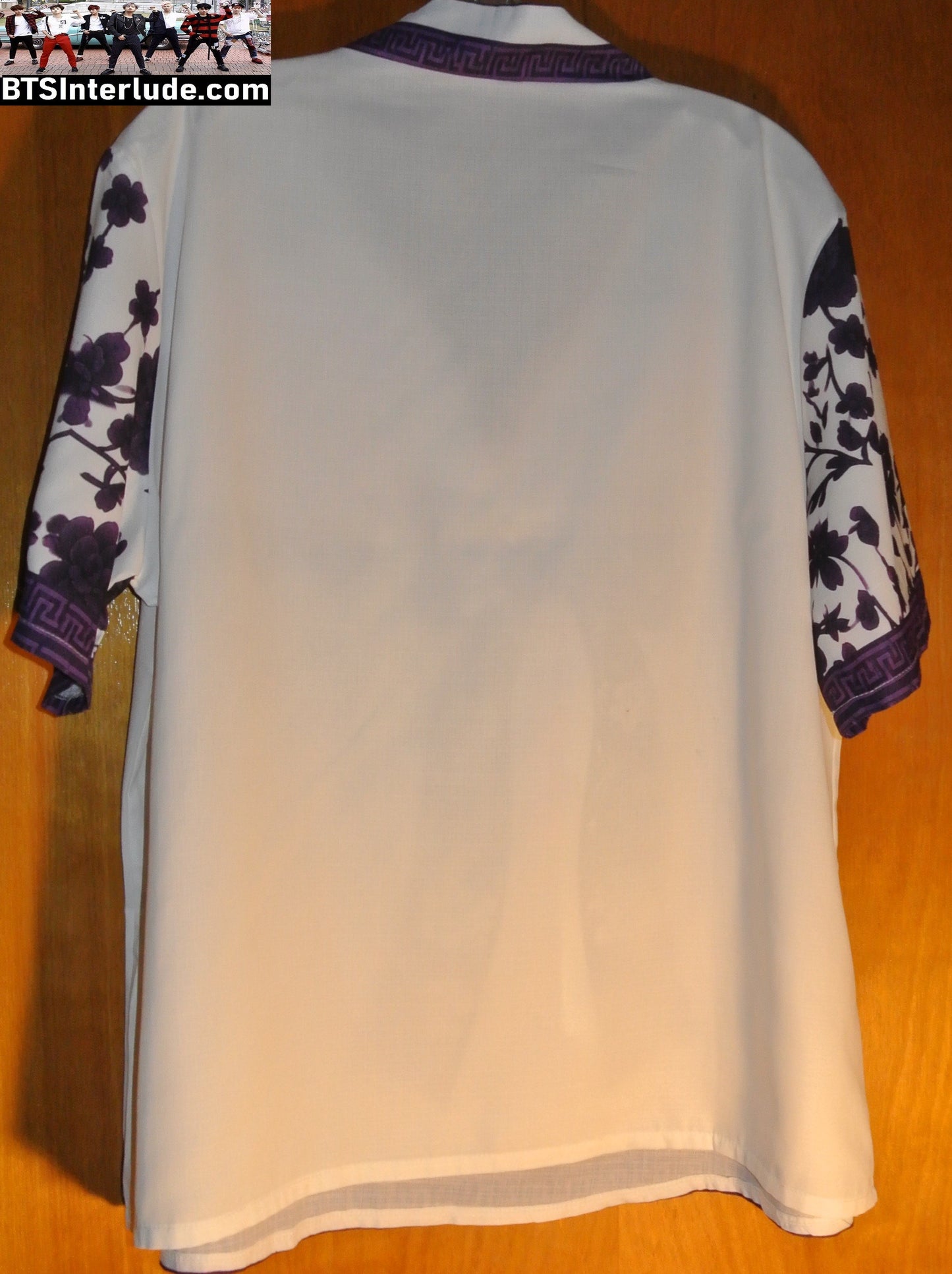 BTS SHIRT GROUP BANGTAN 방탄소년단 ARIRANG FAUX HANBOK WHITE PURPLE FLOWERS NORIGAE 4XL JUNGKOOK V JIMIN RM J-HOPE SUGA JIN