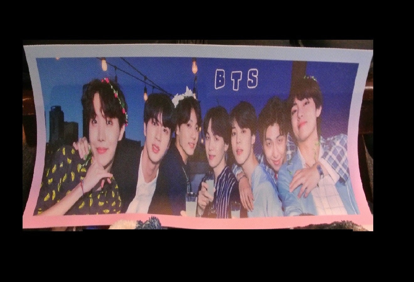 BTS SLOGAN VINYL GROUP FLOWER TIARAS SHOTS JUNGKOOK V JIMIN RM J-HOPE SUGA JIN BANNER SIGN LIMITED EDITION
