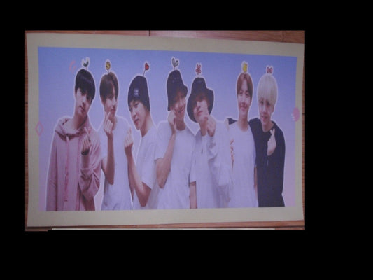 BTS SLOGAN VINYL GROUP FINGER HEARTS YELLOW BORDER JUNGKOOK V JIMIN RM J-HOPE SUGA JIN BANNER SIGN LIMITED EDITION