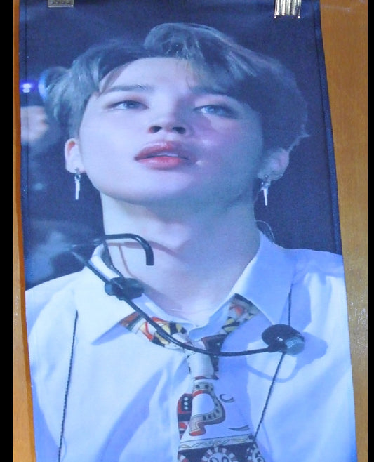 BTS SLOGAN FABRIC PARK JIMIIN 박지민  WHITE SHIRT TIE OCTOBER MIRACLE FANSITE BANNER 2 SIDED LIMITED EDITION