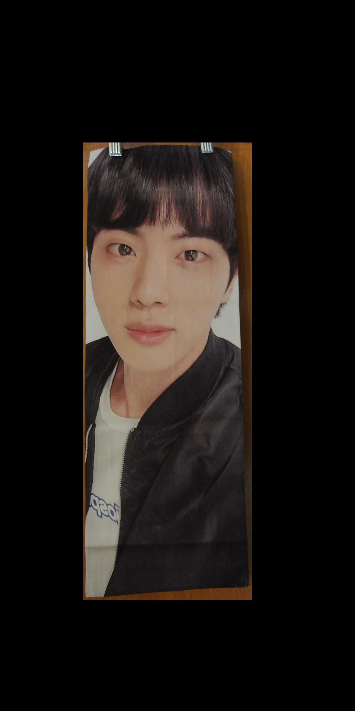 BTS SLOGAN FABRIC JIN KIM SEOKJIN 김석진 BLACK JACKET WHITE SHIRT FANSITE BANNER LIMITED EDITION