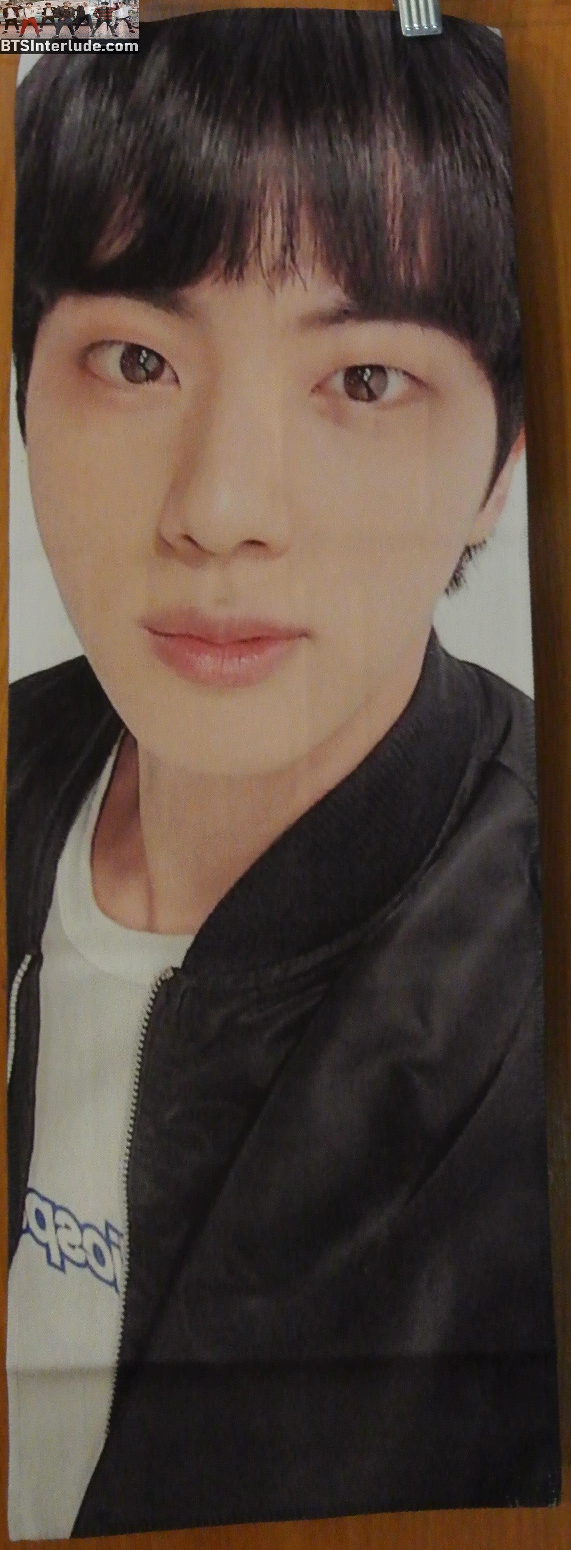 BTS SLOGAN FABRIC JIN KIM SEOKJIN 김석진 BLACK JACKET WHITE SHIRT FANSITE BANNER LIMITED EDITION
