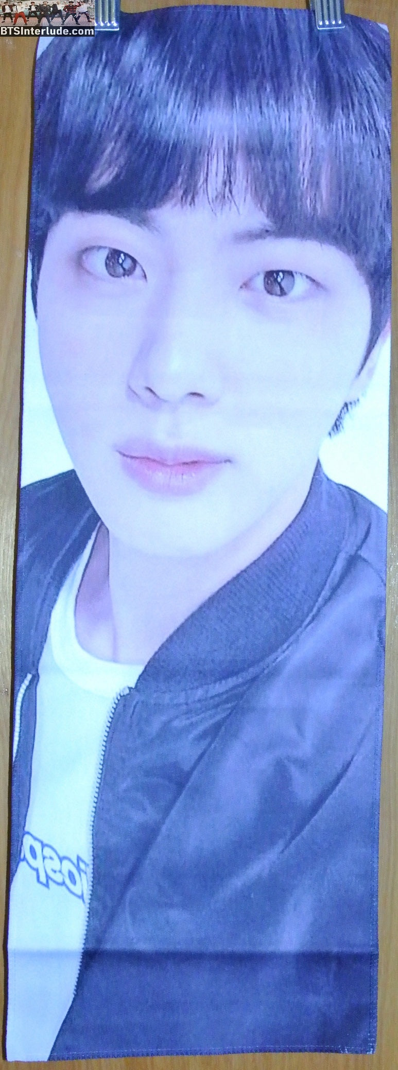 BTS SLOGAN FABRIC JIN KIM SEOKJIN 김석진 BLACK JACKET WHITE SHIRT FANSITE BANNER LIMITED EDITION