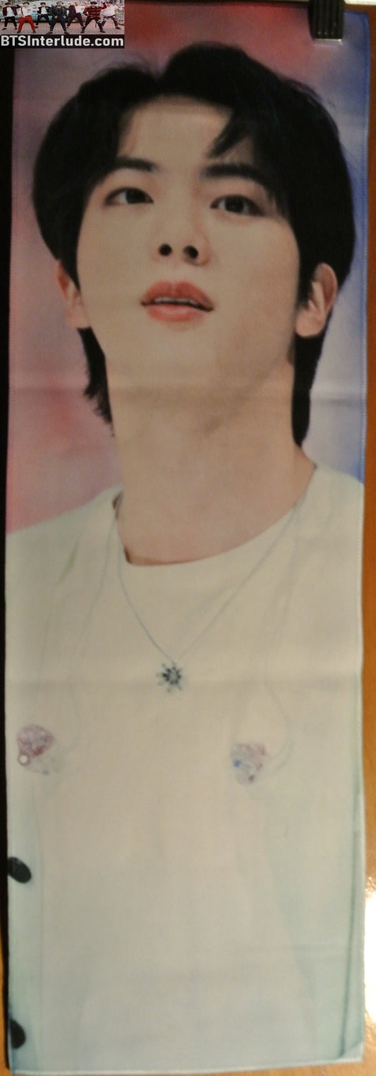 BTS SLOGAN FABRIC JIN KIM SEOKJIN 김석진 BLUE SWEATER WHITE SHIRT FANSITE BANNER LIMITED EDITION
