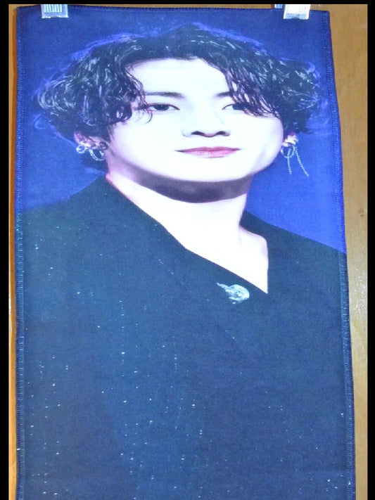 BTS SLOGAN FABRIC JEON JUNGKOOK 전정국 LOTTE HAIR CONCERT BLACK PINSTRIPES ROTIFUL FANSITE BANNER LIMITED EDITION