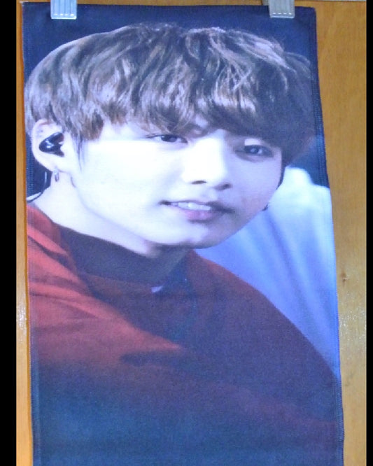 BTS SLOGAN FABRIC JEON JUNGKOOK 전정국 RED SHIRT HDLNR HEADLINER FANSITE BANNER 2 SIDED LIMITED EDITION