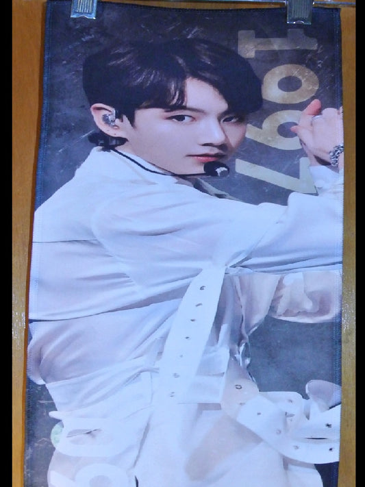 BTS SLOGAN FABRIC JEON JUNGKOOK 전정국 WHITE SHIRT PROFILE ENCHANTED JK FANSITE BANNER 2 SIDED LIMITED EDITION