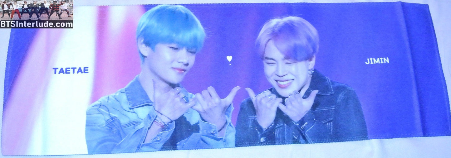 BTS SLOGAN FABRIC SUB-UNIT V KIM TAEHYUNG BLUE HAIR PARK JIMIN PURPLE HAIR SOULMATES FANSITE BANNER 2 SIDED LIMITED EDITION