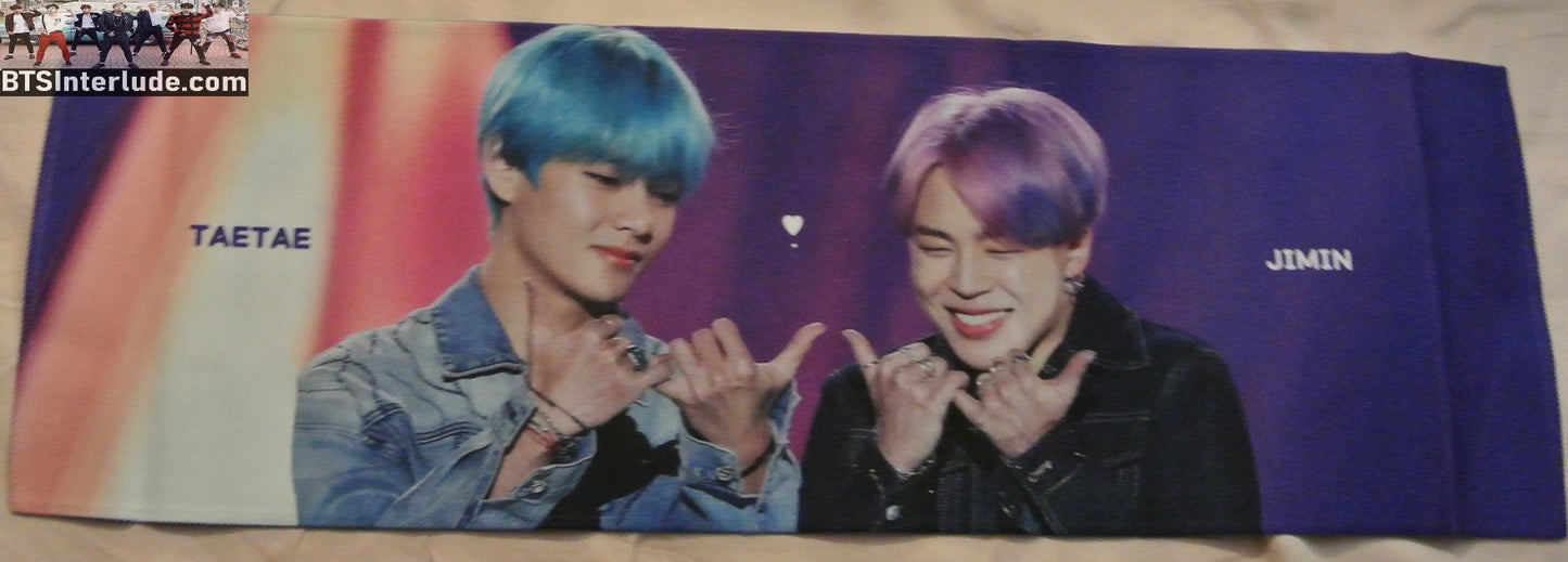 BTS SLOGAN FABRIC SUB-UNIT V KIM TAEHYUNG BLUE HAIR PARK JIMIN PURPLE HAIR SOULMATES FANSITE BANNER 2 SIDED LIMITED EDITION
