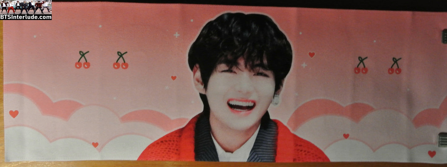 BTS SLOGAN FABRIC V KIM TAEHYUNG 김태형 CHERRIES PRADA 2019 MMAS FANSITE BANNER 2 SIDED LIMITED EDITION