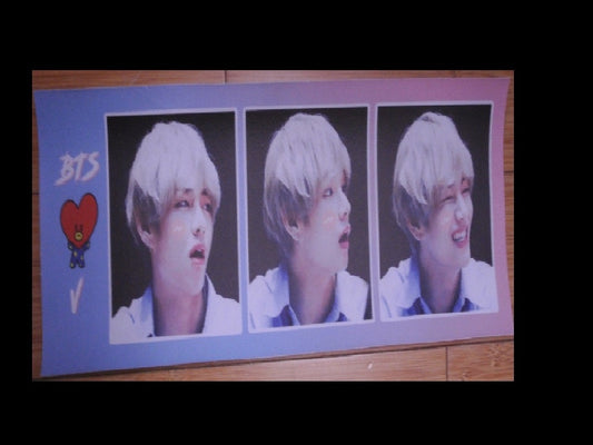 BTS SLOGAN VINYL V KIM TAEHYUNG 김태형  BT21 TATA 3 FRAMES FANSITE BANNER 2 SIDED LIMITED EDITION